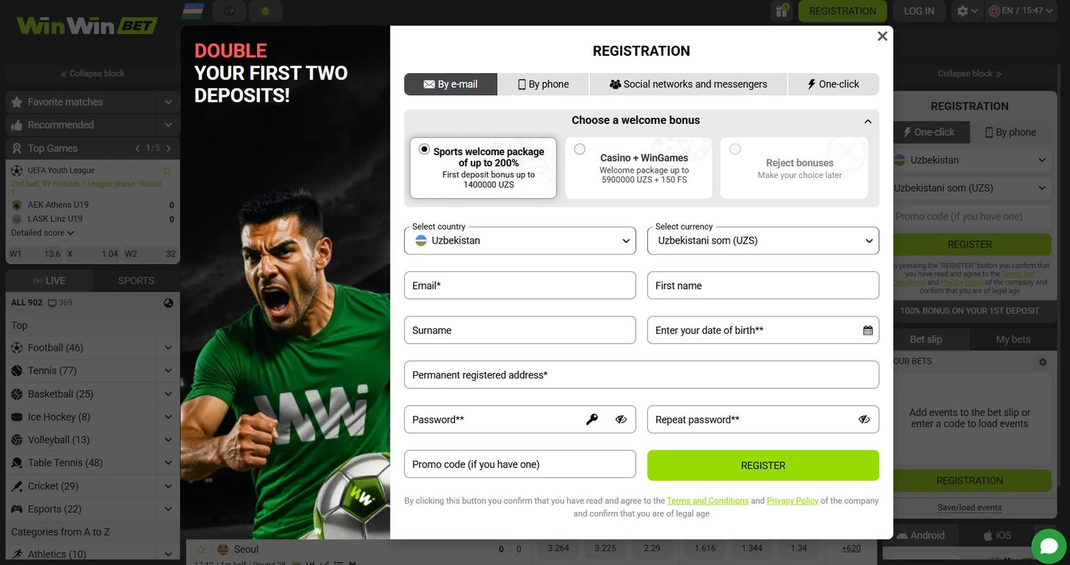 WinWin.Bet registration